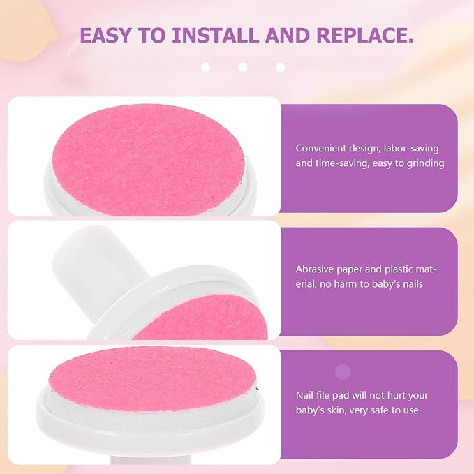 Beaupretty 12pcs Electric Nail Trimmer Replacement for Safe Gentle Nail File Pads for Newborns Easy to Use Grinding Accessories for Smooth and Clean