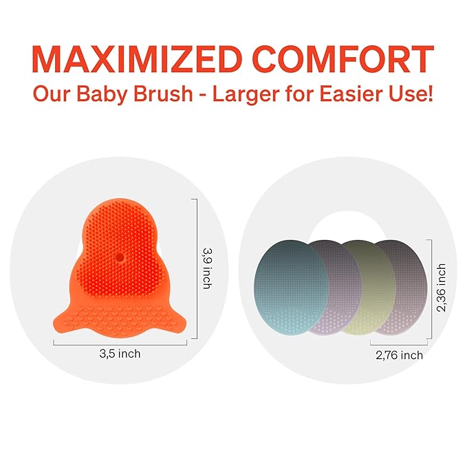 Cradle Cap Brush for Babies by Love Noobs, Baby Cradle Cap Treatment, Pack of 2, Non-Toxic Toddler Cradle Cap Comb, with Suction Cup to Easily Hang to Bathroom Wall, Infant Eczema Treatment