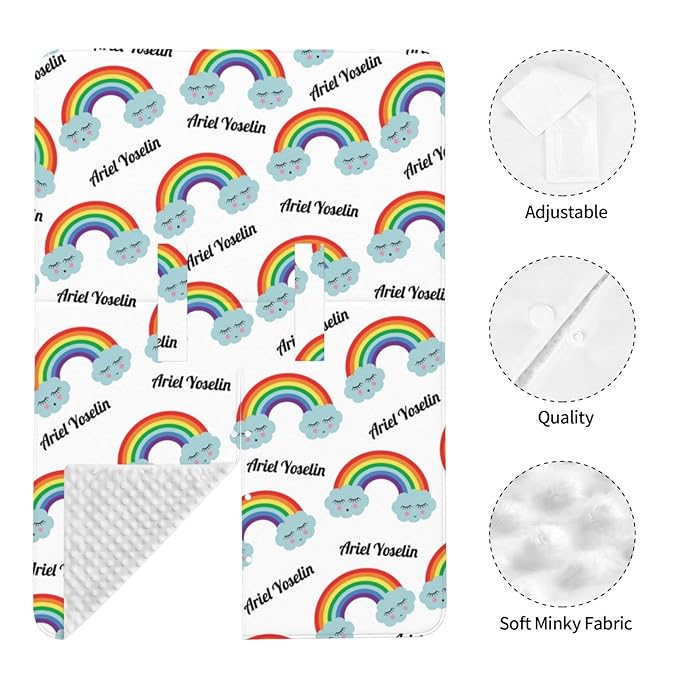 Personalized Baby Car Seat Cover Canopy with Name for Girls Boys Custom Rainbow Baby Carrier Covers