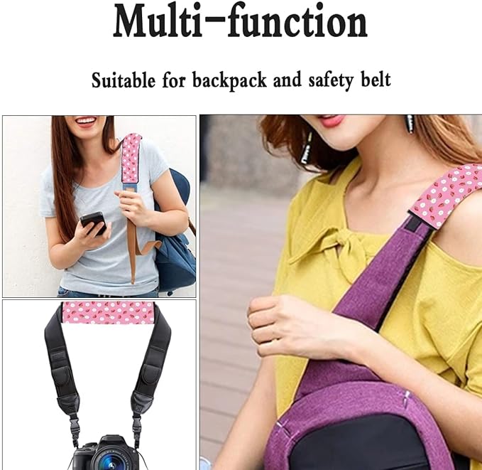 UNICEU Pink Strawberry Printed Neoprene Car Seatbelt Cushion Coversfor Women,Strawberry Car Accessories Seat Belt Covers Shoulder Pads Seatbelt Strap Cover