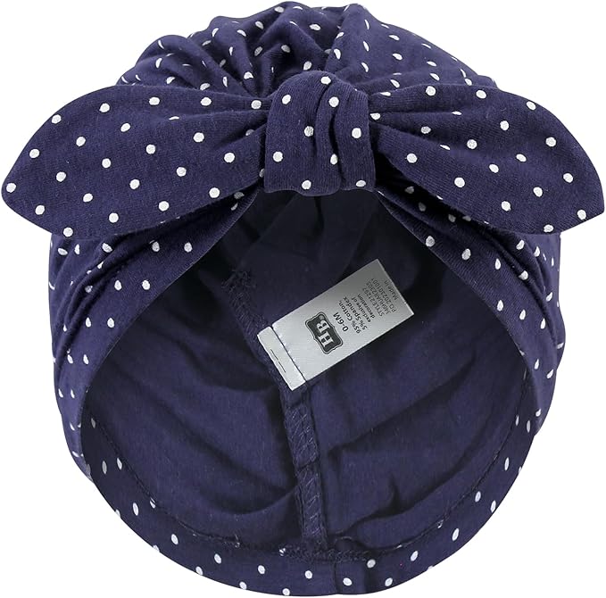Hudson Baby Infant Girls Turban Cotton Headwraps, 0-24 Months