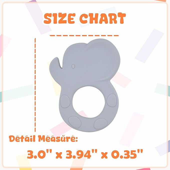 Silicone Baby Teether Toy, Teething Toy for Babies, Ivory Gray Elephant Shape, Babies Teether, Easy to Hold, Sensory Stimulation for Infants, BPA Free, Food Grade, Newborn Baby Shower Gifts