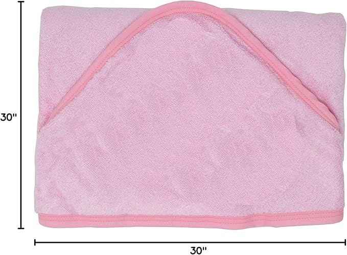 BY LORA Hooded Baby Towel - 100% Rayon from Bamboo, Solid Color Soft Bath Towel with for Babie, Toddler, Infant - Ultra Absorbent - Pink - Small