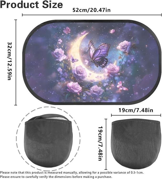 Bulopur Window Shade Baby in Car 2 Pack Sun Shade Side Window Easy to Install Mesh Car Windshield Sunshade Universal Sunshade for SUV Truck Sedan, Butterfly Moon Rose Flower