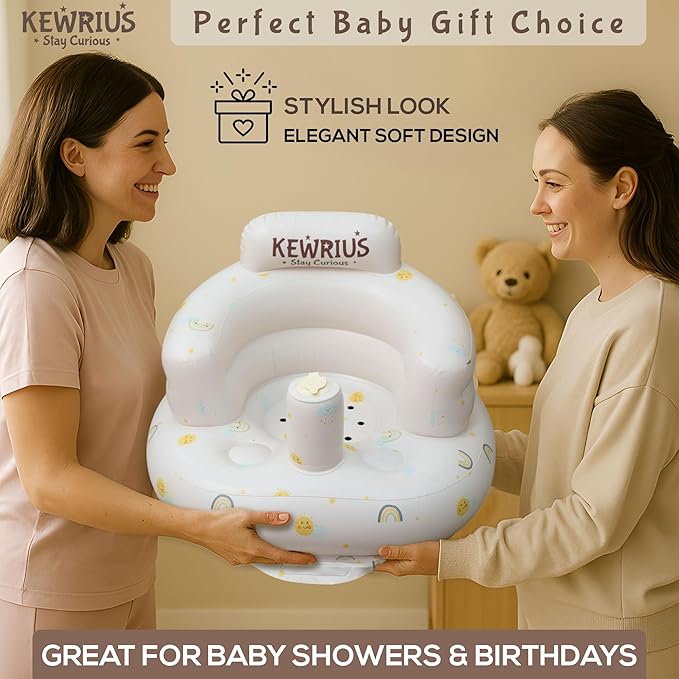 Inflatable Baby Seat Floor Seats for Babies 3 Months and Up for Infants, Blow Up Chair Inflatable Baby Chair, Infant Chair with Built in Air Pump (Inflatable Seat Sky Chair)