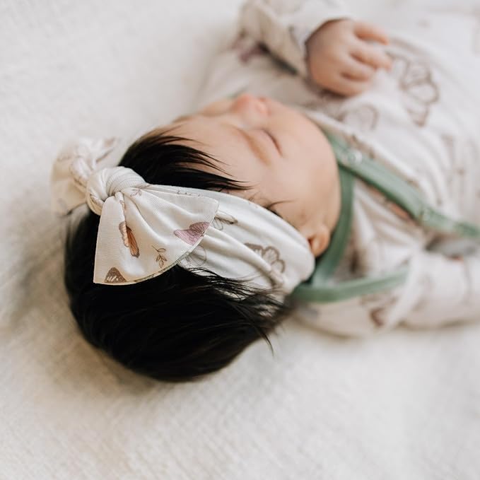 Copper Pearl Baby Stretchy Soft Knit Headband Bow Luna