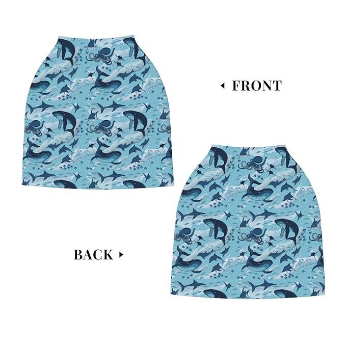 Sea Waves Dolphins Sharks Whale Octopus Baby Stuff Car Seat Cover for Baby Carseat Covers for Girl Boy Stretchy Soft Breathable Breastfeeding Infant Car Seat Canopy Carrier Cover