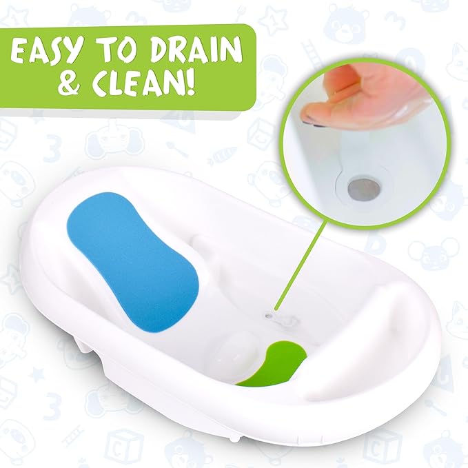 Cocomelon Baby 3-in-1 Sling and Seat Bath Tub with Removable Infant Support, Convertible Infant to Toddler Bath Tub with Seat, Shower Gift, Ages 0-24 Months