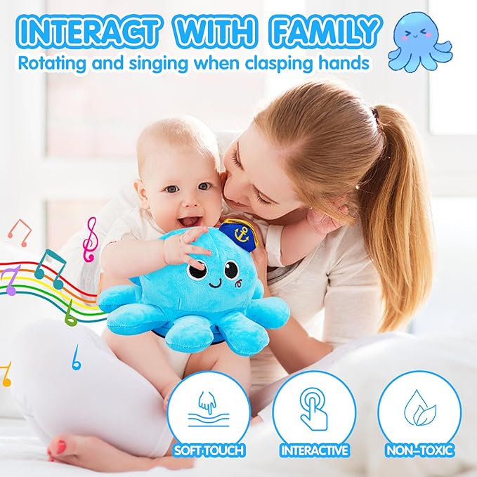 Tsomtto Baby Toys 6-12 Months Musical Plush Octopus Crawling Walking Toys Light up Voice Control Dancing Infant Toy 0-6 7 8 9 10 12-18 Month 1 2 Year Old Boys Girls Tummy Time Birthday Gifts