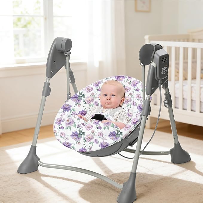 Baby Car Seat Cover Girls, Infant Carseat Canopy, Stretchy Multi- use Nursing Cover for Stroller/High Chair/Shopping Cart/Car Seat Canopies (Purple Floral)