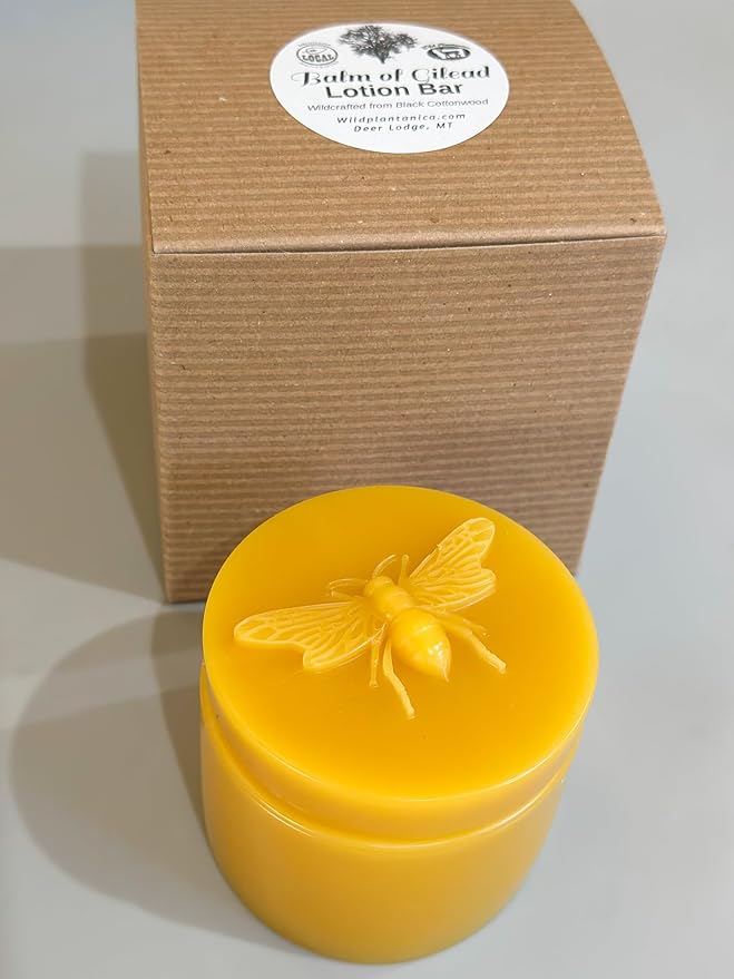 NATURAL BEESWAX LOTION BAR Balm of Gilead Black Cottonwood Bud 2.5oz packaged Tinket Container with lid Made with Beeswax