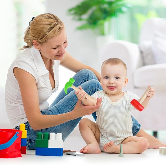 2pcs Toy Hammer Simulation Wooden Hammers Small Plastic Toddler Claw Hammers Portable Kids Maintenance Tools Toys Pretend Fake Mallet Hammer for Boys Girls