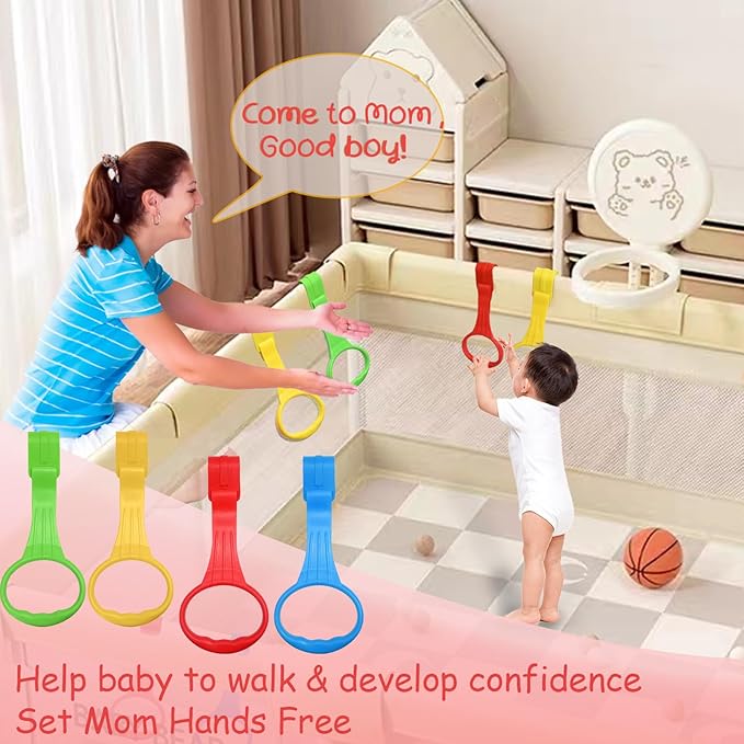 Baby Pull Up Ring 8 Pack Babies Stand Up Learn to Walk Assistant Handle for Baby Playpen and Crib