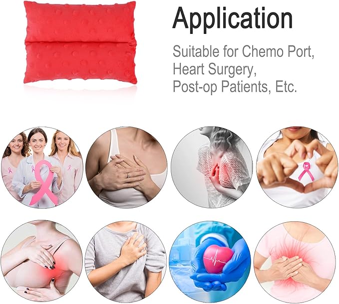 Little Port Pillow Heart Surgery Pillows for Chemo Port After Open Heart Surgery Recovery Gifts Bypass Pacemaker Must Haves Protector Cushion Minky Dot Red
