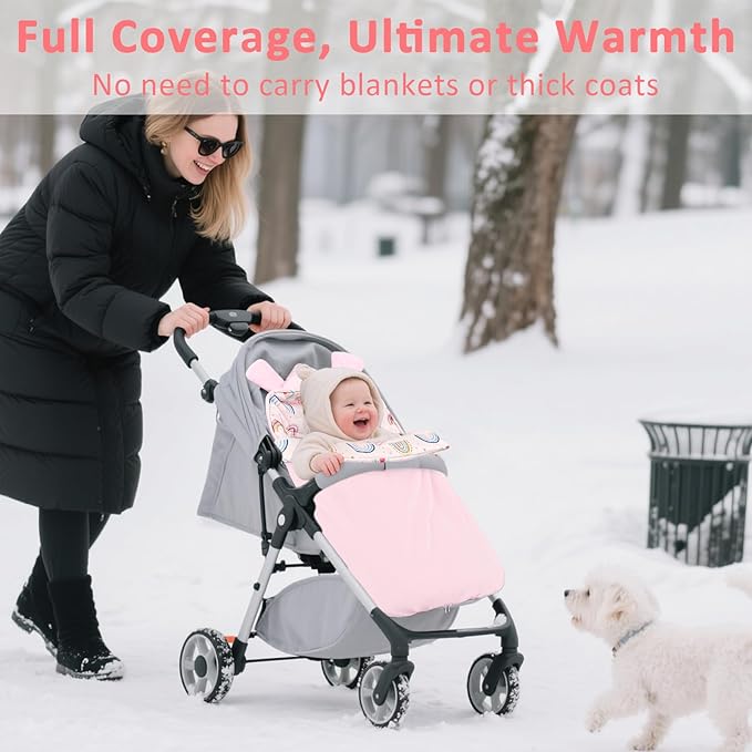 Carseat Blankets for Babies Winter, Warm Toddler Carseat Swaddle Blanket, Infant Stroller Bunting Bag Footmuff for Cold Weather, Universal, Windproof (Pink)