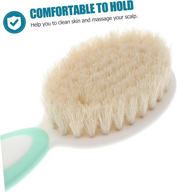 Infant Hair Brush Baby Hair Brush 1 Set of Baby Hair Brush and Comb, Natural Goat Bristles for Newborns and Toddlers- Blue Infant Hair Brush Infant Hair Brush Cradle Cap Brush