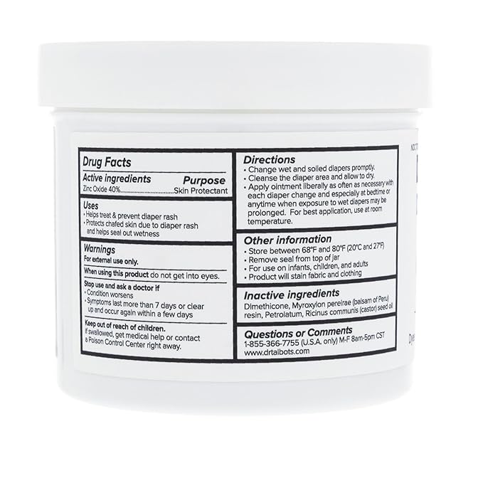 Dr. Talbot's Maximum Strength Diaper Rash Ointment - 14 oz - Zinc Oxide Skin Protectant with Peruvian Balsam - Treats and Prevents Rash
