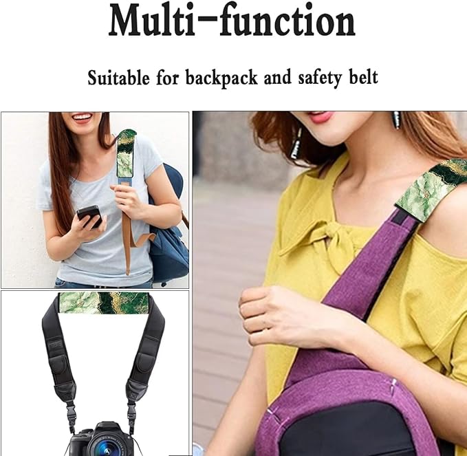 Biyejit Green Marble 2Pcs Car Seat Belt Cover Shoulder Seatbelt Pads Cover, Safety Belt Strap Shoulder Pad for Adults and Children