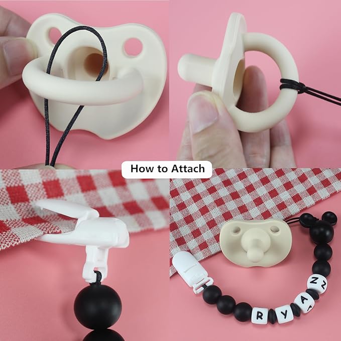 Personalized Pacifier Clip with Name, Pacifier Holder Clips Customized with Name, Paci Clip with Mouse Head Design for Baby