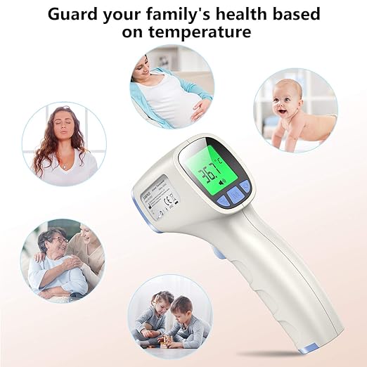 Forehead Thermometer, Non Contact Thermometer for Forehead and Object Surface Measurement with Instant Reading and Fever Warning for Kids and Adults (Sky Blue)