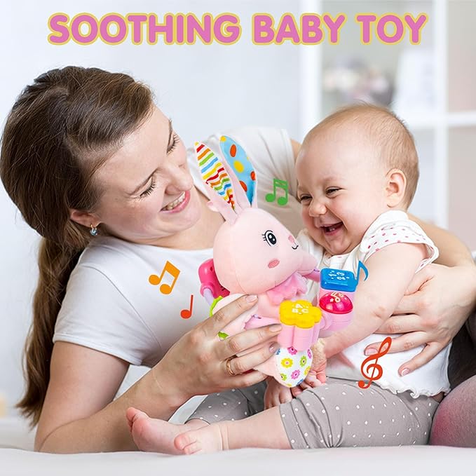 Toddler Toys for 1-2 Year Old Girl ,Montessori Bilingual Musical Busy Car Board,Baby Stuffed Animals Toys for Toddlers 1-3,Motor Skills Learning Toy 12-18 Month,Birthday Gift for 1+ Year Old Boy Girl