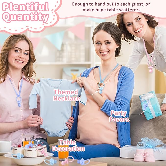 36 Plastic Pacifiers for Baby Shower Game, 2.75’’ Baby Shower Pacifiers, Pink Pacifiers Baby Shower Decoration DIY, Gender Reveal Party Table Scatter/Baby Shower Party Favors (Pink)