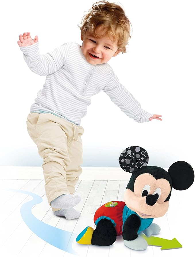 Clementoni Disney Baby Mickey Cat with Me - Plush Animal Disney Italian Speaking, Songs and Children's Rhymes, Children's Play 6 Months to Crawl, First Steps, Music Activity Center, 17991