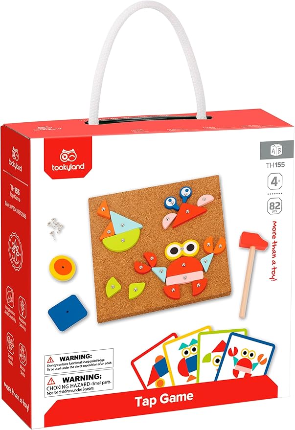 TOOKYLAND Fine Motor Toys, Toy Hammer and Nails Game is Montessori Toys That Exercise Children's Hands-on Skills and Develop Their Imagination for Kids