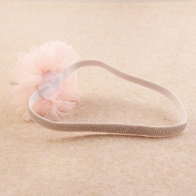 Nishine 1.3"x1.3" Mini Baby Girl Tulle Crown Headband Toddler Princess Crown Tiaras Birthday Photography (Silver, Elastic)