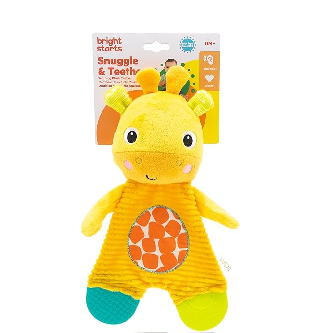 Bright Starts Snuggle & Teethe BPA-Free Crinkle Teething Plush Baby Toy - Giraffe,(Pack of 6)