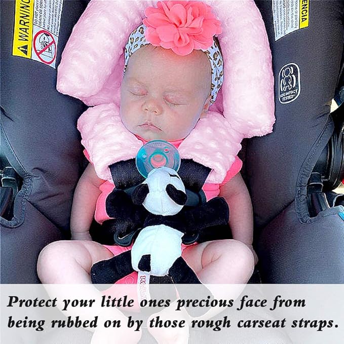 Head Support and Strap Covers, Carseat Neck Cover, Car Accessories for Girl,Light Pink