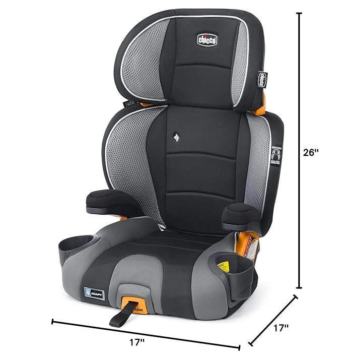 Chicco KidFit Adapt Plus 2-in-1 Belt-Positioning Booster Car Seat, Backless and High Back Booster Seat, for Children Aged 4 Years and up and 40-100 lbs., Ember/Black