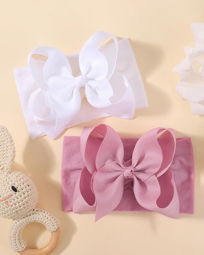 doboi 12PCS Baby Girl Bows Baby Headbands Ribbon Bow Nylon Headbands Hair Accessories Big Baby Bows for Baby Girls Infant Newborn Toddler
