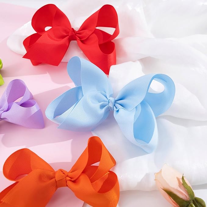 Oaoleer 40Pcs 6" Hair Bows Clips Grosgrain Ribbon Bows Hair Alligator Clips Hair Barrettes Hair Accessories for Baby Girls Infants Toddlers Kids Teens Children (6 Inch (Pack of 40)-40 Colors)