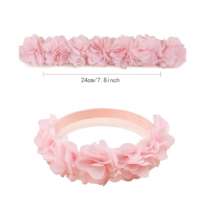Flower Headband for Baby Girl Elastic Baby Floral Headbands Crown Hairbands Hair Accessories for Kids (090, stretchy size)