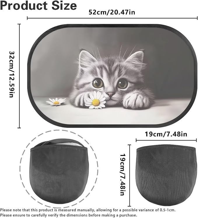 Bulopur Cat Kitten Car Sun Shade 2 Pack Window Shade Baby in Car UV Protection Breathable Side Windshield Sunshade Easy to Install Sun Shade Side Window Universal Fit
