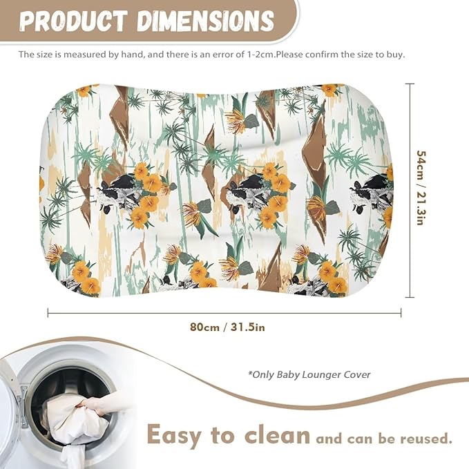 Milk Cow Baby Lounger Pillow Sleeping Infant Flower Breathable for Boys Girls 0-12 Months Snuggle Me Lounger Cover Floral Soft