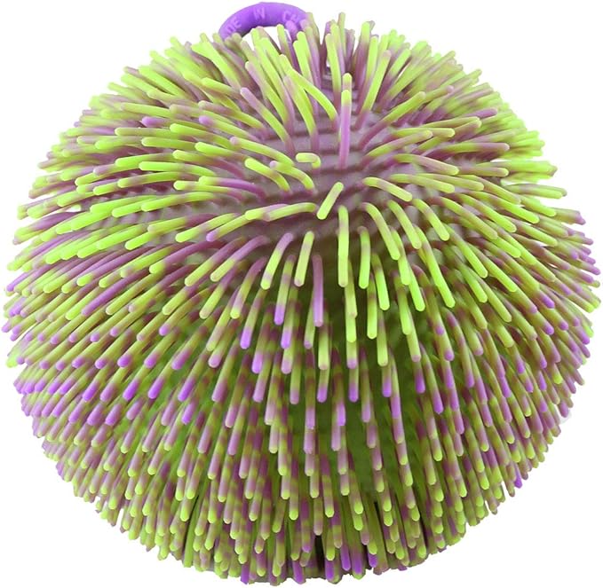 Curious Minds Busy Bags 1 Multi-Color Tie Dye Swirl Jumbo 8" Puffer Ball - Sensory Therapy Fidget Stress Balls - OT Autism SPD (1 Green and Purple Ball)