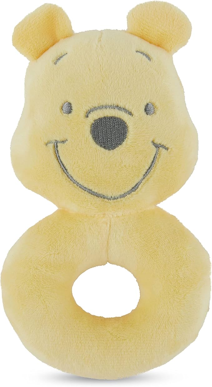 Disney Winnie The Pooh Assorted Plush Lovie Rattle Set Pack of 2 - Soft and Cuddly Plush Material, Built-in Rattle for Sensory Stimulation,Vibrant Colors and Intricate Details