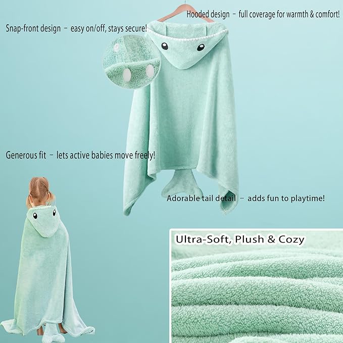 Toddler Baby Bath Towel with Hood 27.5"X55" Ultra Absorbent Soft Cozy Comfort Bathrobe Blanket, 0-6 Years Infant Shower Towel for Girls & Boys(Mist Tree)
