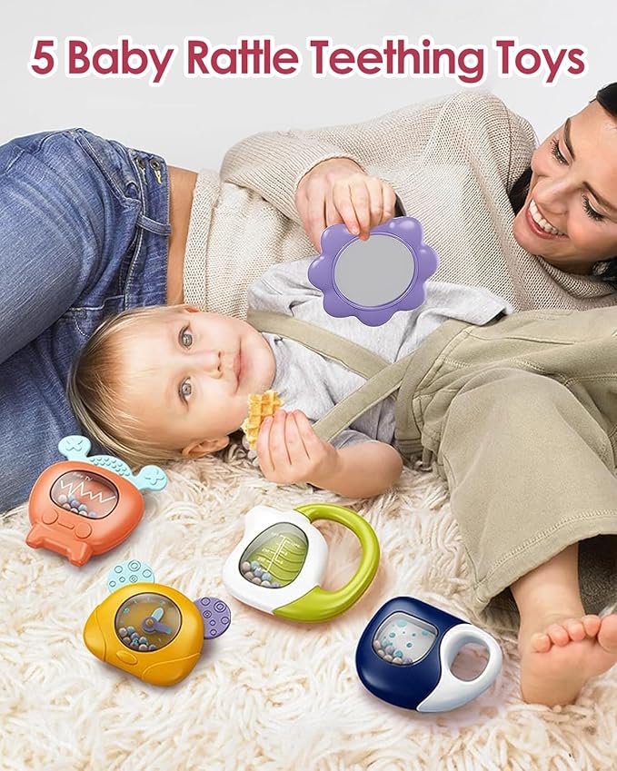 dearlomum Baby Play Mat Gym, Funny Play Piano Tummy Time Activity Mat with 5 Infant Sensory Toys, Music and Lights, Boy & Girl Gifts for Newborns 0 to 3 6 9 12 Months(Tiger Pink)