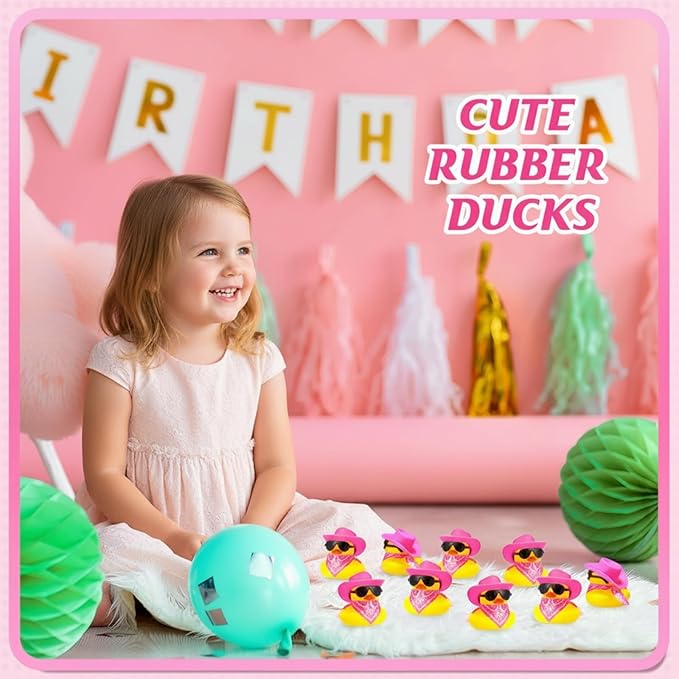 Sosation 24 Set Cowboy Rubber Duck Bulk Mini Yellow Duckies Bath Party Tiny Ducks Bathtub Toy with Cowboy Hat Paisley Bandanas Sunglasses for Birthday Party Favor(Elegant Style)