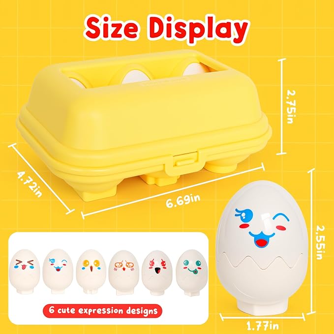Easter Eggs,Montessori Fun Geometric Egg Toys for Toddlers 1-3,Early Learning Educational Fine Motor Shape Sorter Matching Games Easter Basket Stuffers Gifts for Boys Girls
