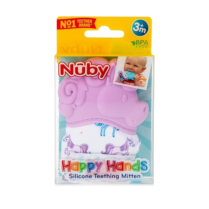 Happy Hands Silicone Teething Mitten, Unicorn
