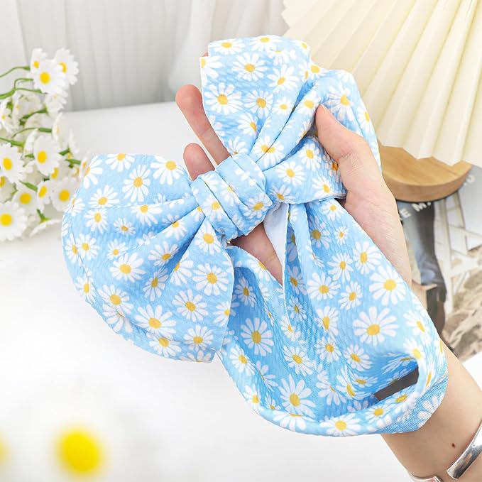 Daisy Baby Bow for Girls Blue Headbands for Baby Girl Hair Bow Accessories Summer Outfits for Infants Toddlers Hair Accessory