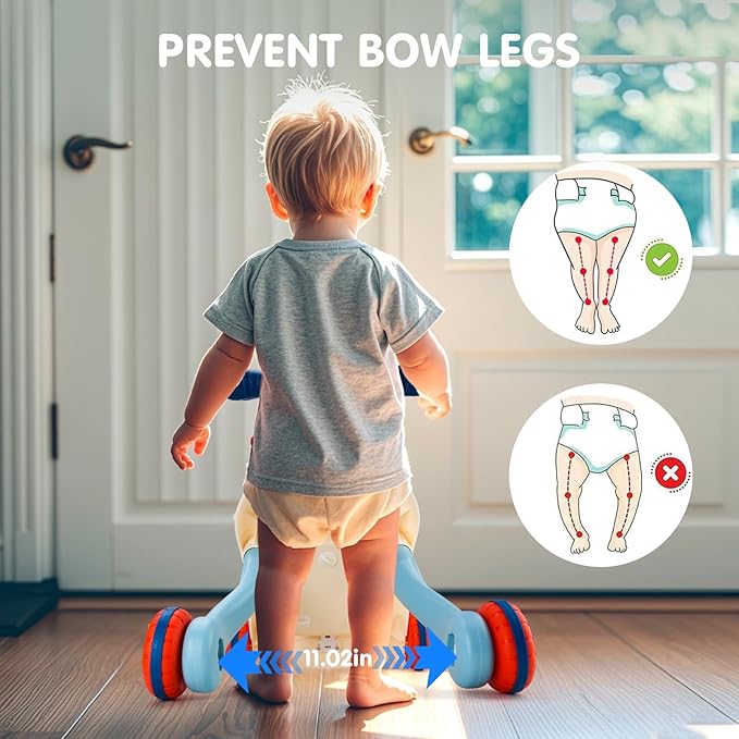 AuntyFey Baby Walker, 3 in 1 Push Walker for Baby Girls Boys, Baby Walking Toy for 1 Year Old Learning to Walk, Sit to Stand Baby Walker Push Toy for Girl 12 Months, Blue