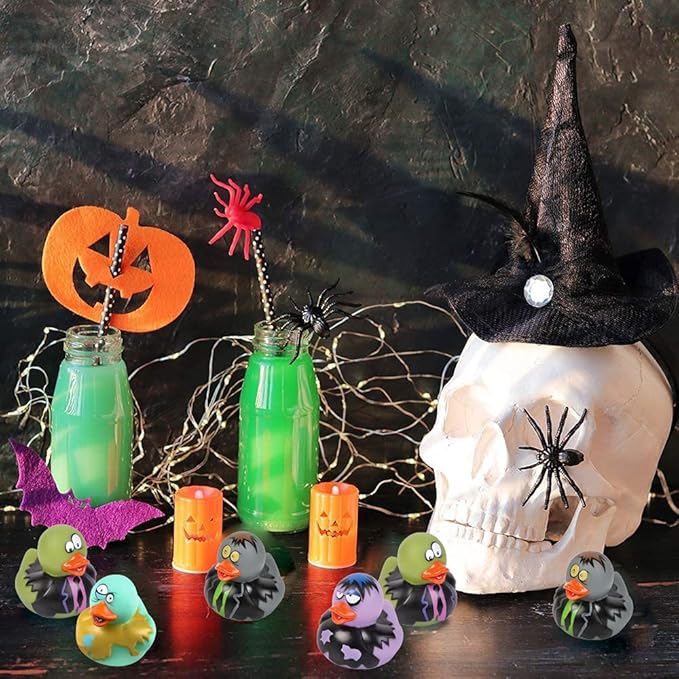 ArtCreativity 12 PCS Halloween Rubber Ducks, Zombie Rubber Duckies for Kids, Variety of Designs and Colors, Trick or Treat Supplies,Party Favors, Goodie Bag Filler, Halloween Themed Bathtub Toys