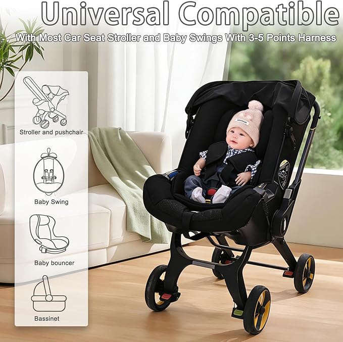 Infant Car Seat Insert,Carseat Head Support for Baby Preemie Newborn Infant,Babies Insert for Doona Stroller,Universal Baby Car Seat Head Support for Swing, Carseat(Black)