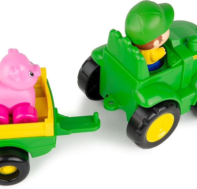 John Deere Animal Sounds Wagon Ride Musical Tractor Toy - Musical Toddler Toys - Includes Farmer Figure, Tractor, and 3 Farm Animals - Easter Basket Stuffers for Toddler - Ages 12 Months and Up