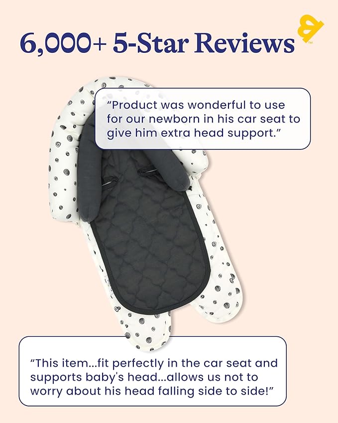 Travel Bug Baby & Toddler 2-in-1 Head Support Duo Head Support for Car Seats, Strollers & Bouncers (Grey/White)